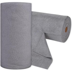 imageCARTMAN 60 Pack Microfiber Cleaning Cloth Reusable Tear Away Towels Roll 12quotx12quot MultiPurpose Microfiber Towels Lint Free Absorbent Cleaning Rags for Kitchen Car Glass White60pk Grey