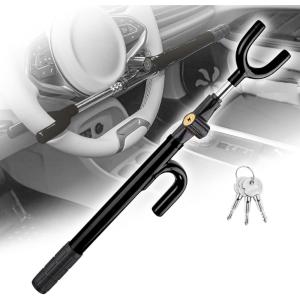 imageCARTMAN Vehicle Steering Wheel Lock Car Anti Theft Security Lock with Adjustable Length Fit for Cars Trucks Vans and SUVsBlack