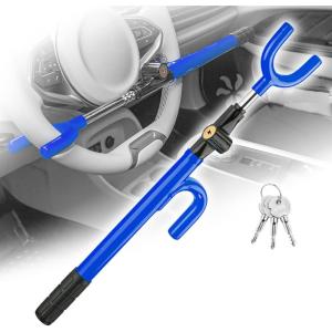 imageCARTMAN Vehicle Steering Wheel Lock Car Anti Theft Security Lock with Adjustable Length Fit for Cars Trucks Vans and SUVsBlue