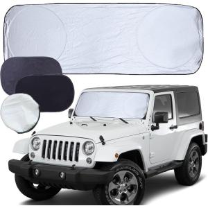 imageCARTMAN Windshield Sun Shade 63quot x 34quot Baby Sun Shade for Car Window Side 20quotx12quot Durable 210T Material Car Sun Visor for UV Rays Storage Pouch Included60x21