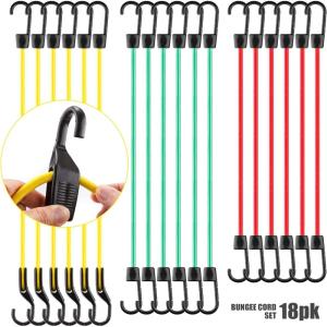 imageCartman 32 Piece Bungee Cords Assortment Jar Includes 10quot 18quot 24quot 32quot 40quot Bungee Cord with Hooks 8quot Canopy Tarp Ball Ties and Tarp Clips18 PC Adjustable hook