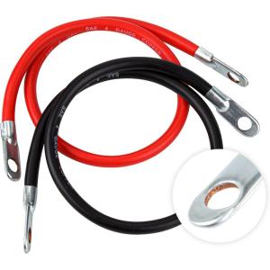 imageCartman 4AWG 18Inch Battery Inverter Cables Set 4Gauge x 18quot 1 Positive ampamp 1 Negtive for Car Truck RV Solar4 AWG 24