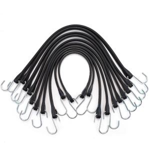 imageCartman Rubber Bungee Cords Set 20Pack 15 Inch 23 Max Stretch Heavy Duty Black Tie Down Straps for Outdoor Tarp Covers21Inch10PK