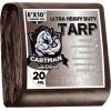 imageCARTMAN Finished Size 8x10 Feet Extra Thick 20 Mil Brown Ultra Heavy Duty Poly Tarp Multipurpose Protective Cover UV Resistant Waterproof Poly Tarpaulin with Reinforced EdgesBrownBrown 20mil