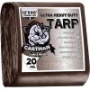 imageCARTMAN Finished Size 8x10 Feet Extra Thick 20 Mil Brown Ultra Heavy Duty Poly Tarp Multipurpose Protective Cover UV Resistant Waterproof Poly Tarpaulin with Reinforced EdgesBrownBrown 20mil