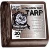 imageCARTMAN Finished Size 8x10 Feet Extra Thick 20 Mil Brown Ultra Heavy Duty Poly Tarp Multipurpose Protective Cover UV Resistant Waterproof Poly Tarpaulin with Reinforced EdgesBrownBrown 20mil