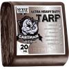 imageCARTMAN Finished Size 8x10 Feet Extra Thick 20 Mil Brown Ultra Heavy Duty Poly Tarp Multipurpose Protective Cover UV Resistant Waterproof Poly Tarpaulin with Reinforced EdgesBrownBrown 20mil