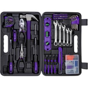 imageCARTMAN 152Piece Basic Household Hand Tool Setwith Toolbox Storage Case All Purpose Home Tool Kit Includes Essential Tools for Office College Repairs OrangePurple