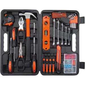 imageCARTMAN 152Piece Basic Household Hand Tool Setwith Toolbox Storage Case All Purpose Home Tool Kit Includes Essential Tools for Office College Repairs OrangeOrange