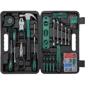 imageCARTMAN 152Piece Basic Household Hand Tool Setwith Toolbox Storage Case All Purpose Home Tool Kit Includes Essential Tools for Office College Repairs OrangeGreen