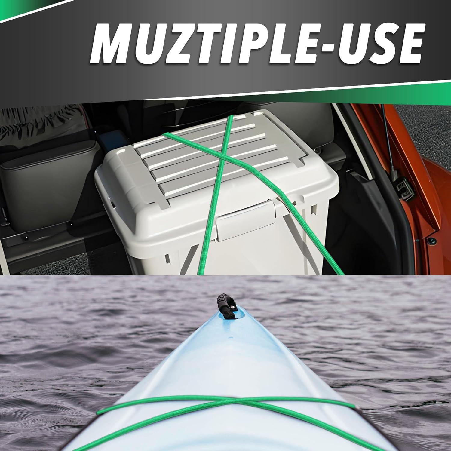 imageCARTMAN 38 Marine Grade Elastic Cord Crafting Stretch String 100ft with 4 Hooksfor Camping Kayak Deck Crafting Yellow ColorGray