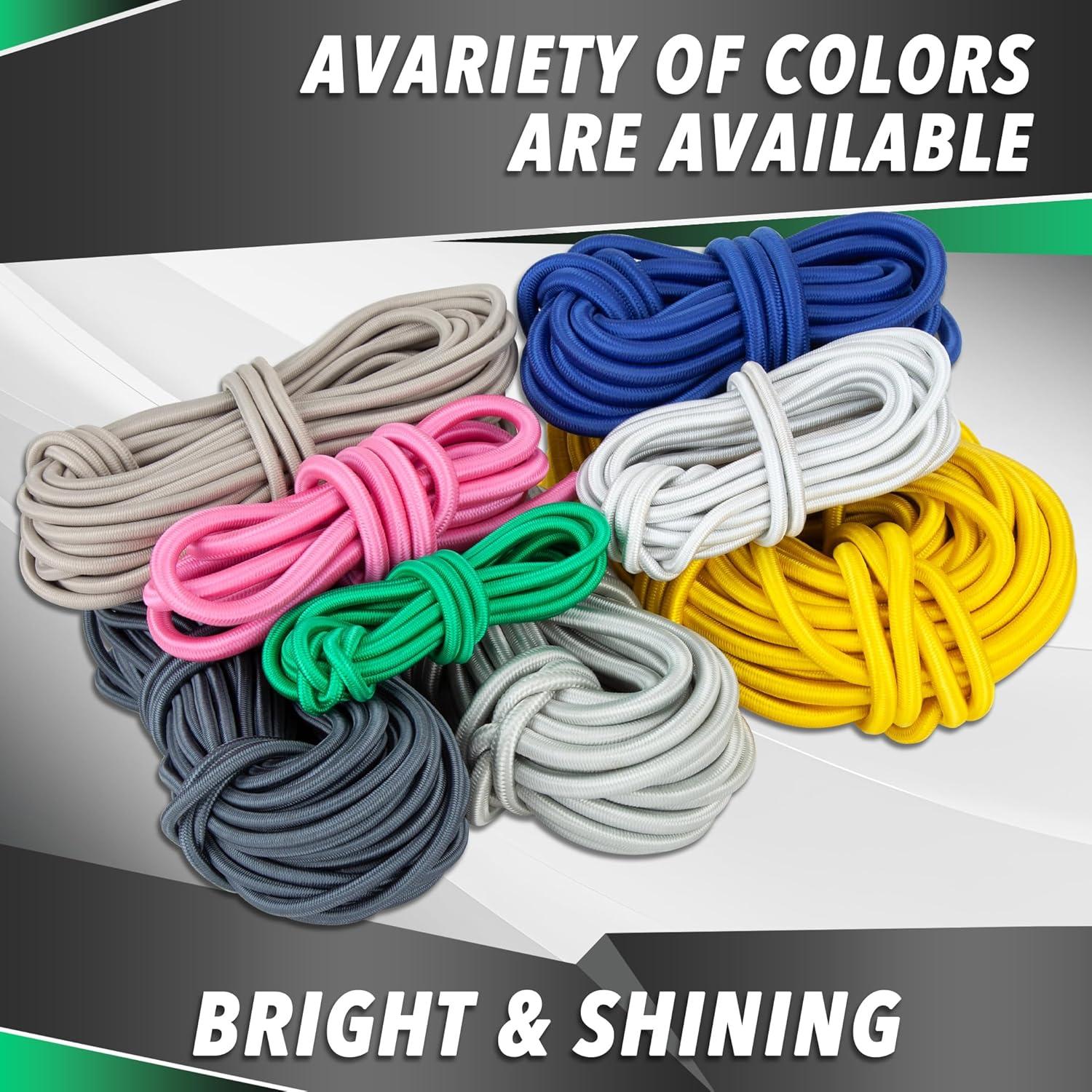 imageCARTMAN 38 Marine Grade Elastic Cord Crafting Stretch String 100ft with 4 Hooksfor Camping Kayak Deck Crafting Yellow ColorGray