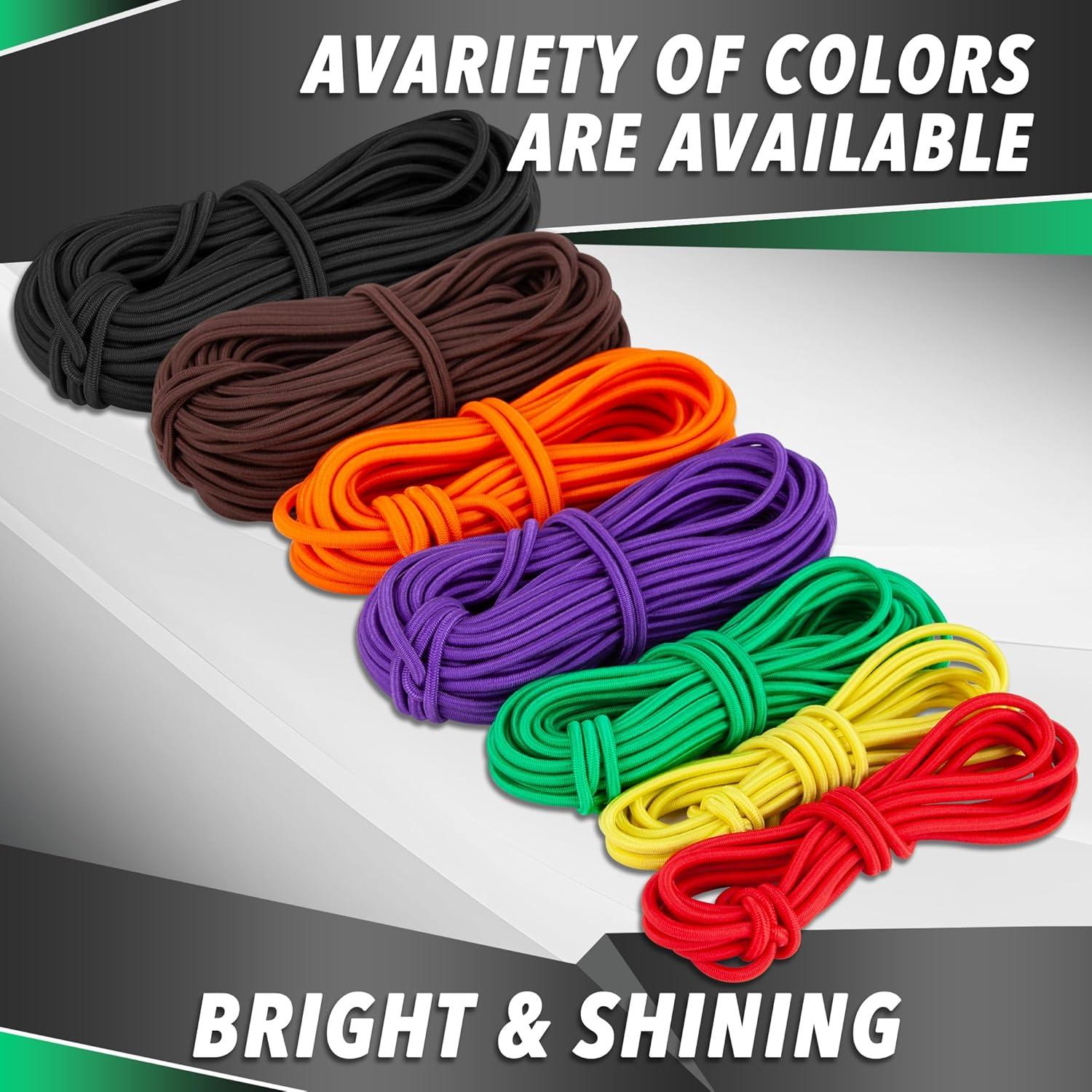 imageCARTMAN 38 Marine Grade Elastic Cord Crafting Stretch String 100ft with 4 Hooksfor Camping Kayak Deck Crafting Yellow ColorGreen