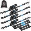 imageCARTMAN 4Pack Retractable Ratchet Straps 1 x 10 1500lbs Break Strength Heavy Duty Tie Down Straps with Soft Loops Ideal for Trucks Trailers ampamp Cargo4PK 1500LBS