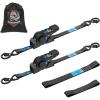 imageCARTMAN 4Pack Retractable Ratchet Straps 1 x 10 1500lbs Break Strength Heavy Duty Tie Down Straps with Soft Loops Ideal for Trucks Trailers ampamp Cargo2PK 3000LBS