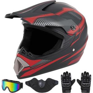 imageCARTMAN Adult Dirt Bike Helmet DOT Approved Full Face Motorcycle Helmet Matte Black and Yellow for Motocross ATV Offroad DirtbikeXLarge