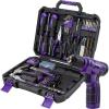 imageCARTMAN 150 Piece Tool Set Tool Set with 8V Purple Cordless Drill Set Home Tool Kit