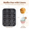 image:imageCARTMAN 2 Pack Muffin Pans with 200 Cupcake Liners Nonstick 12Cup Muffin Tins Carbon Steel Cupcake Pans for Baking Muffins Egg Bites Brownies amp More1 x 12Cup  200 Liners