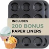 image:imageCARTMAN 2 Pack Muffin Pans with 200 Cupcake Liners Nonstick 12Cup Muffin Tins Carbon Steel Cupcake Pans for Baking Muffins Egg Bites Brownies amp More2 x 12Cup  200 Liners