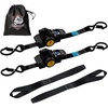image:imageCARTMAN 2 Pack Retractable Ratchet Tie Down Straps 1 x 115 1500 lb  Auto Self Retracting Secure Soft Loops amp Storage Bag for Motorcycle ATV UTV Truck Trailer Kayak Furniture amp Cargo
